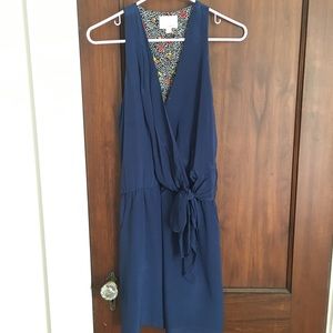 Greylin blue silk faux wrap dress